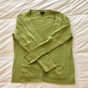 Talbots V-neck 100% cotton cable cardigan